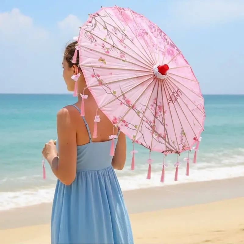 Ombrelle Anti-Uv Rose | Fleurs De Cerisier & Soie
