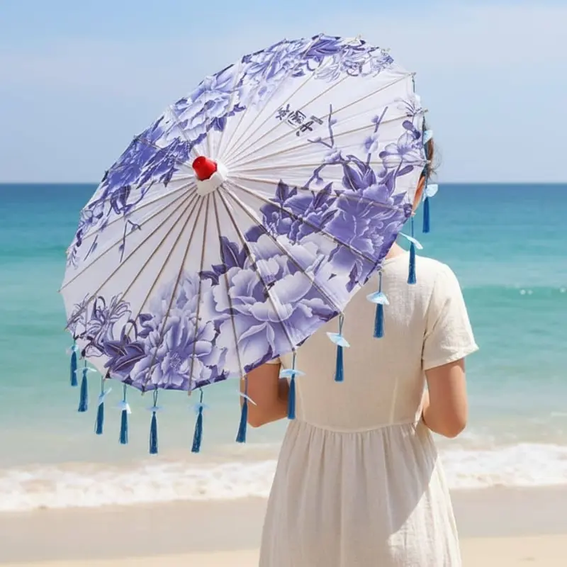 Ombrelle Anti Uv Universelle Violette | Motifs Floraux & Soie
