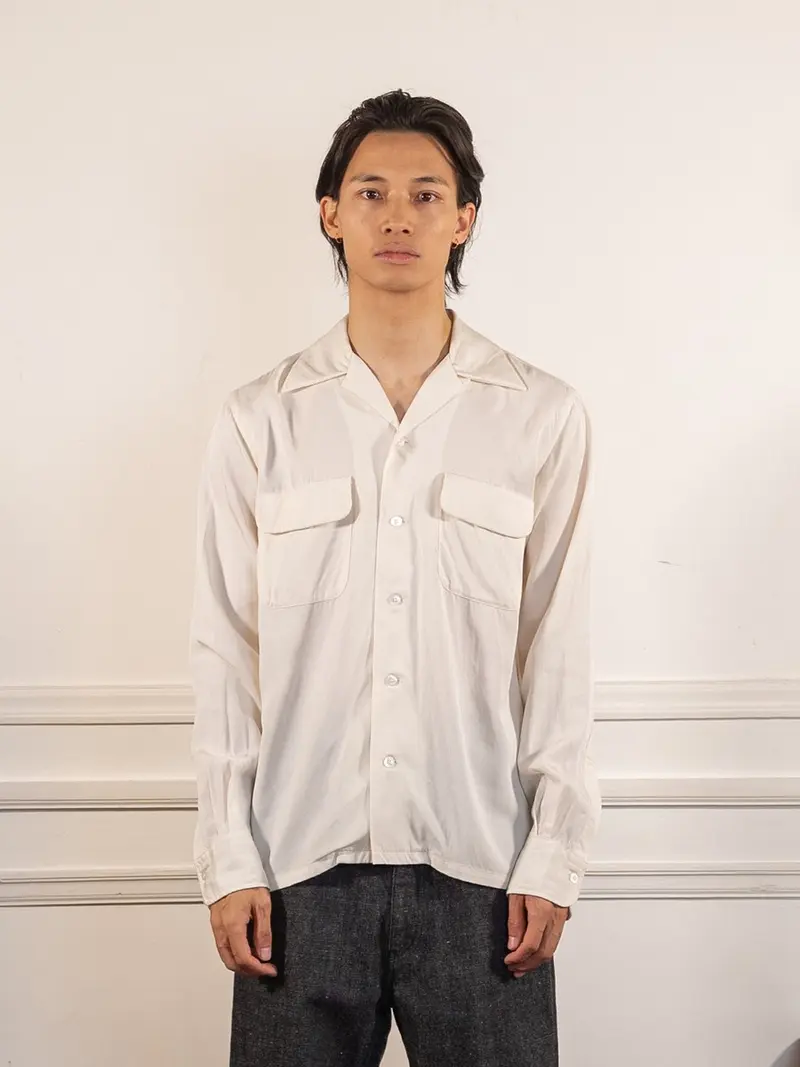 Open Collar Tencel Shirt Off-White