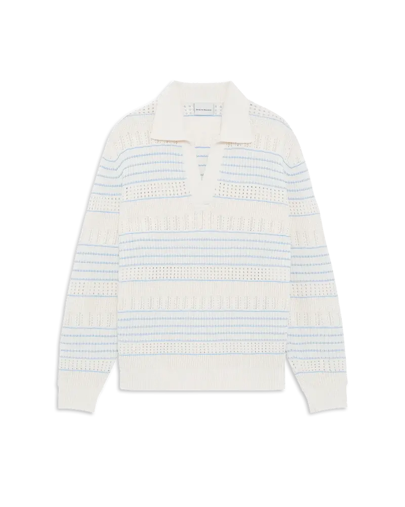 Openwork Long Sleeve Knit Polo