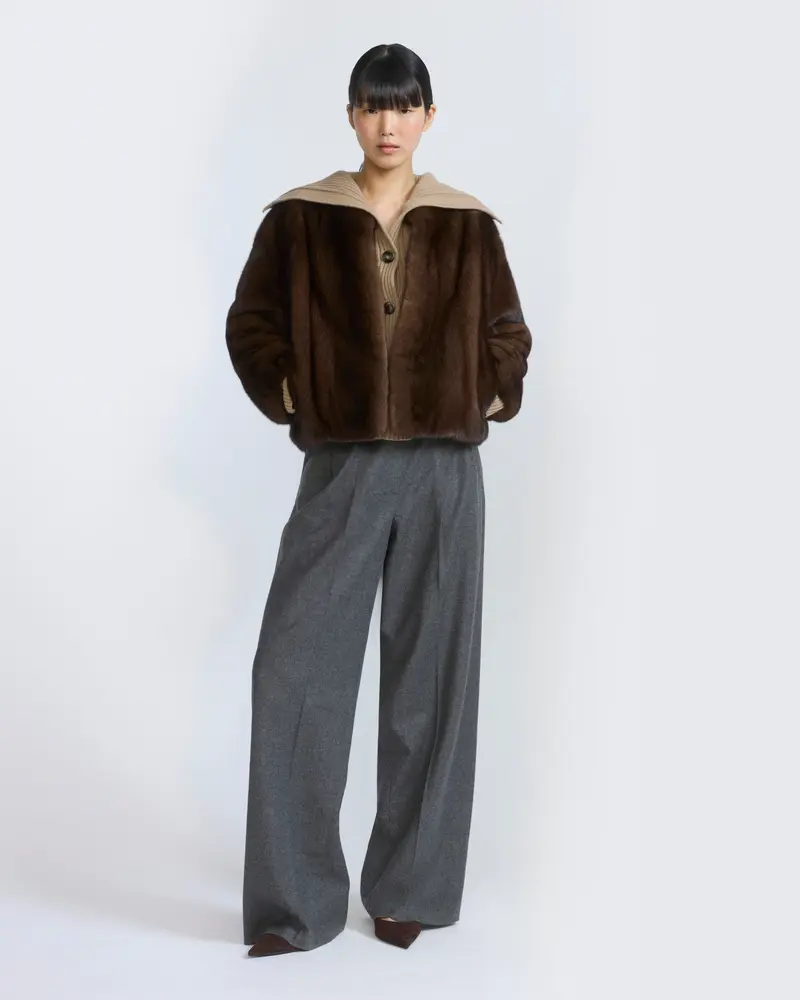 Oversized long-haired mink fur jacket