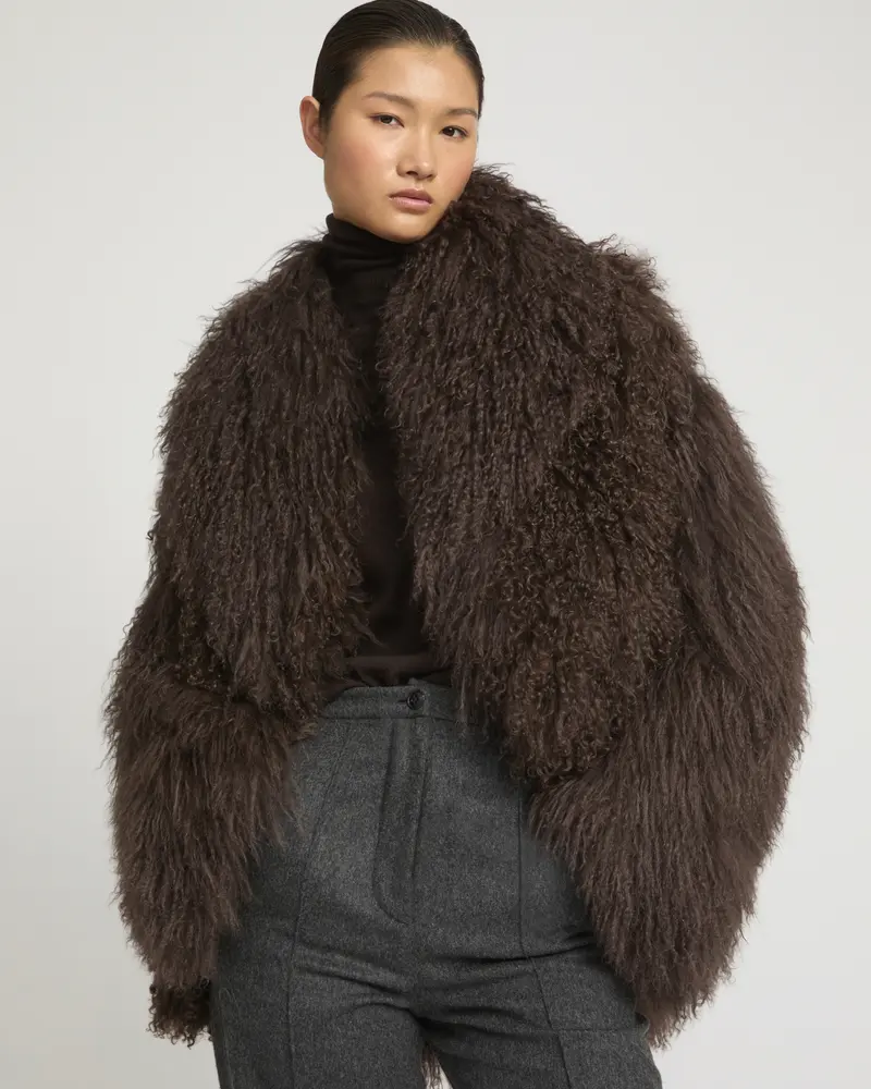 Oversized Mongolian lamb jacket