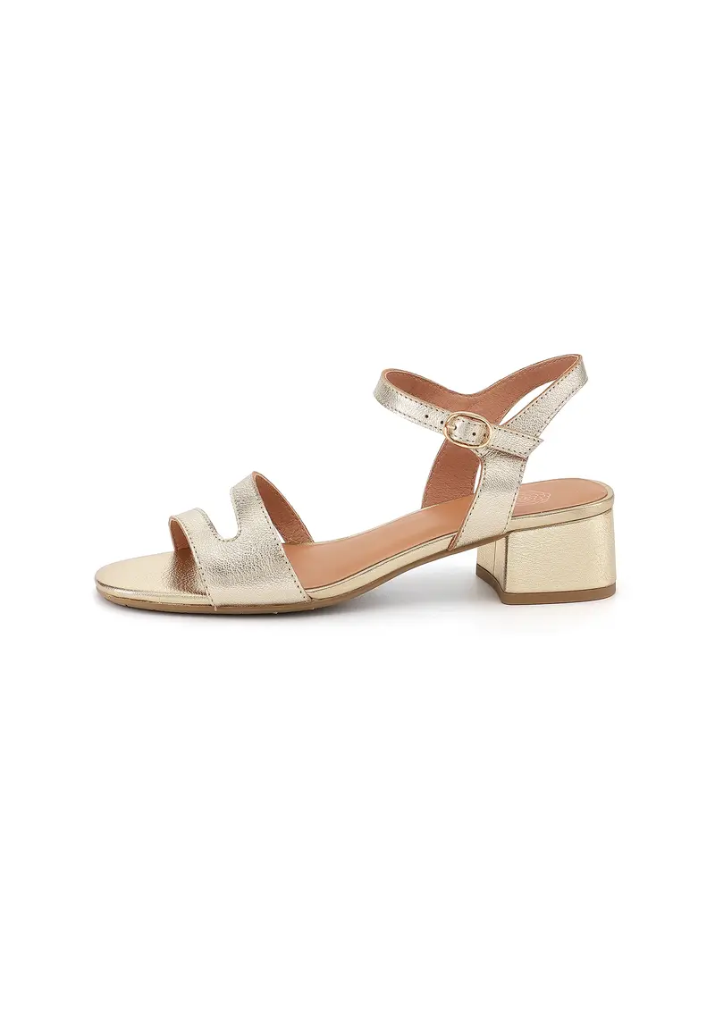OYSHA - Sandales à Talons en Cuir Or/Platine