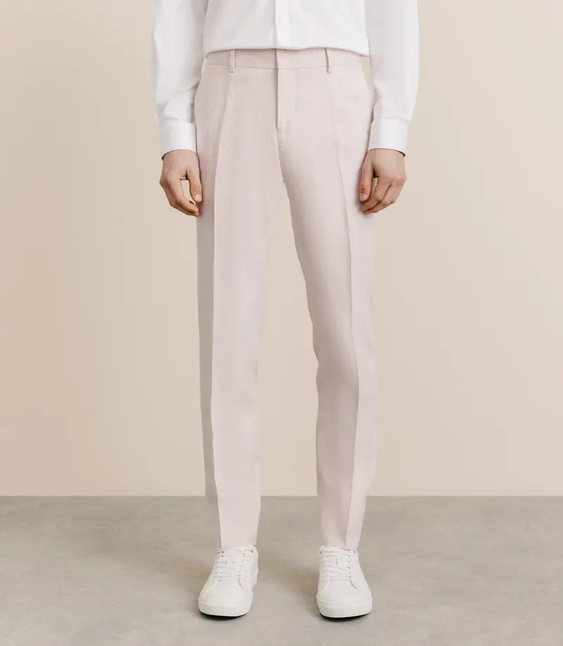 Pantalon 100% lin rose