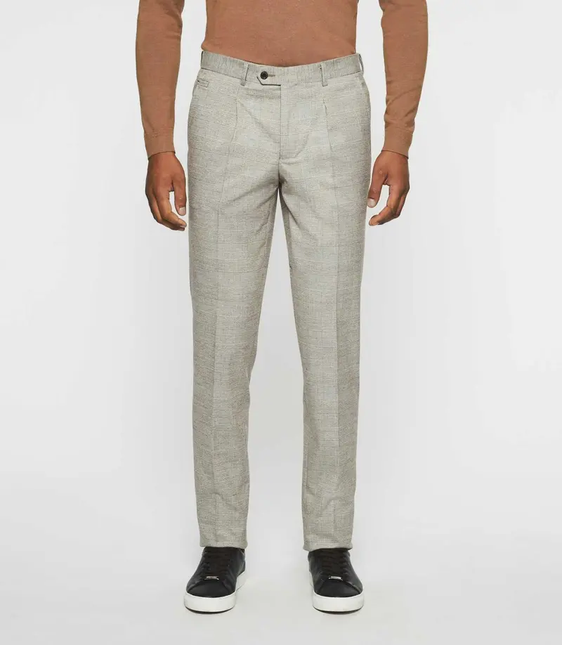 Pantalon à carreaux esprit Prince de Galles beige FSWING
