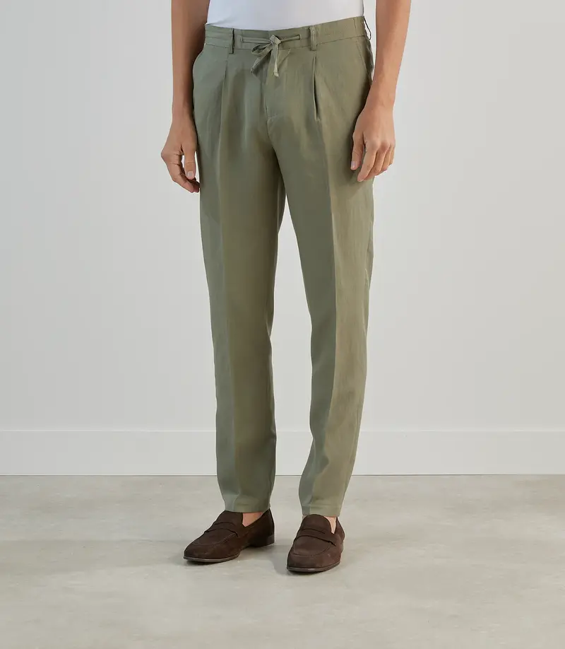 Pantalon casual avec cordon de serrage kaki