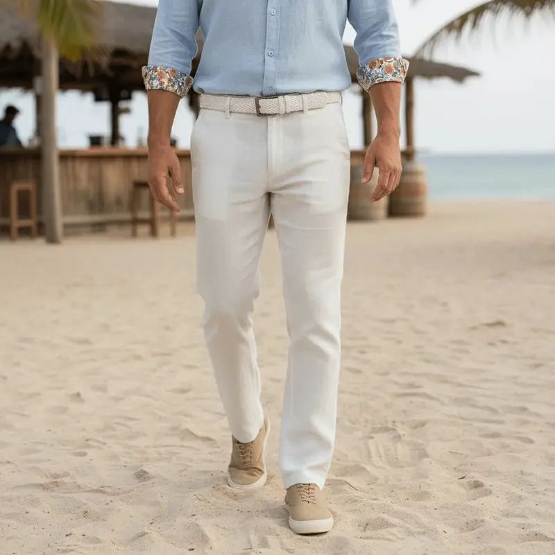 Pantalon chino blanc en lin