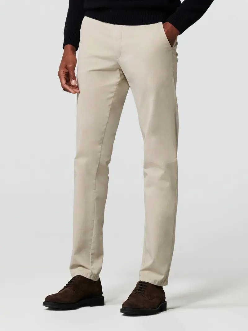 Pantalon chino Meyer beige en coton stretch