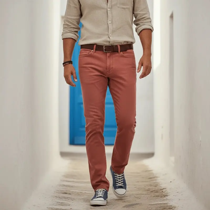 Pantalon chino rouge pâle
