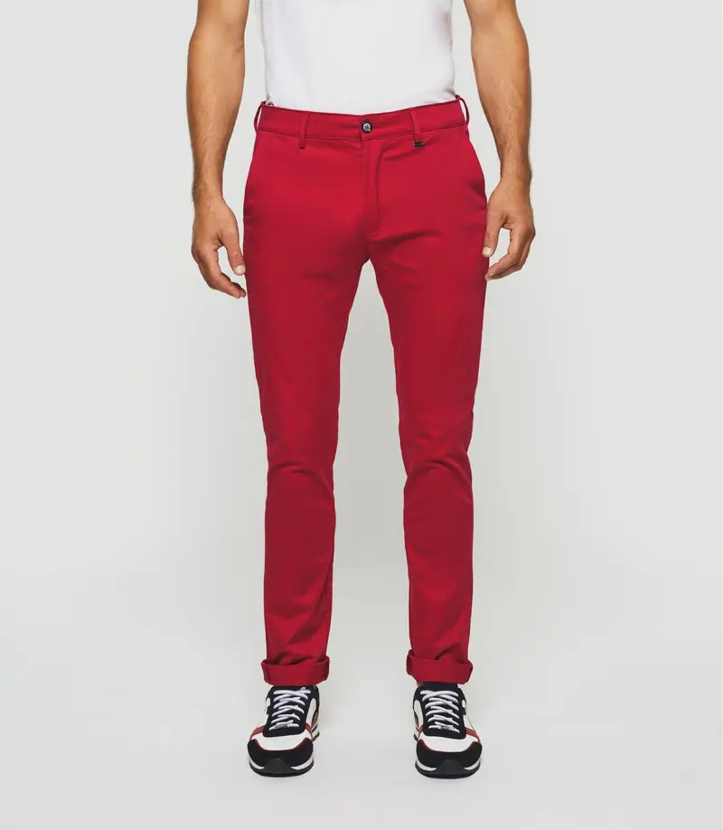 Pantalon chino satin rouge "Panama"