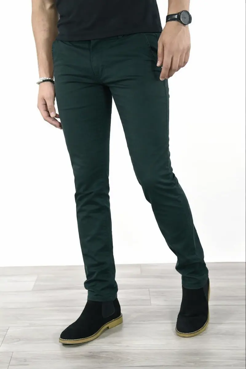 Pantalon chino vert homme coupe slim