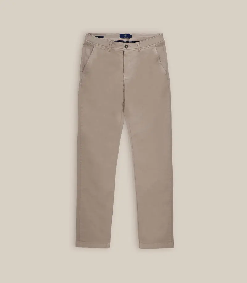 Pantalon coton stretch beige