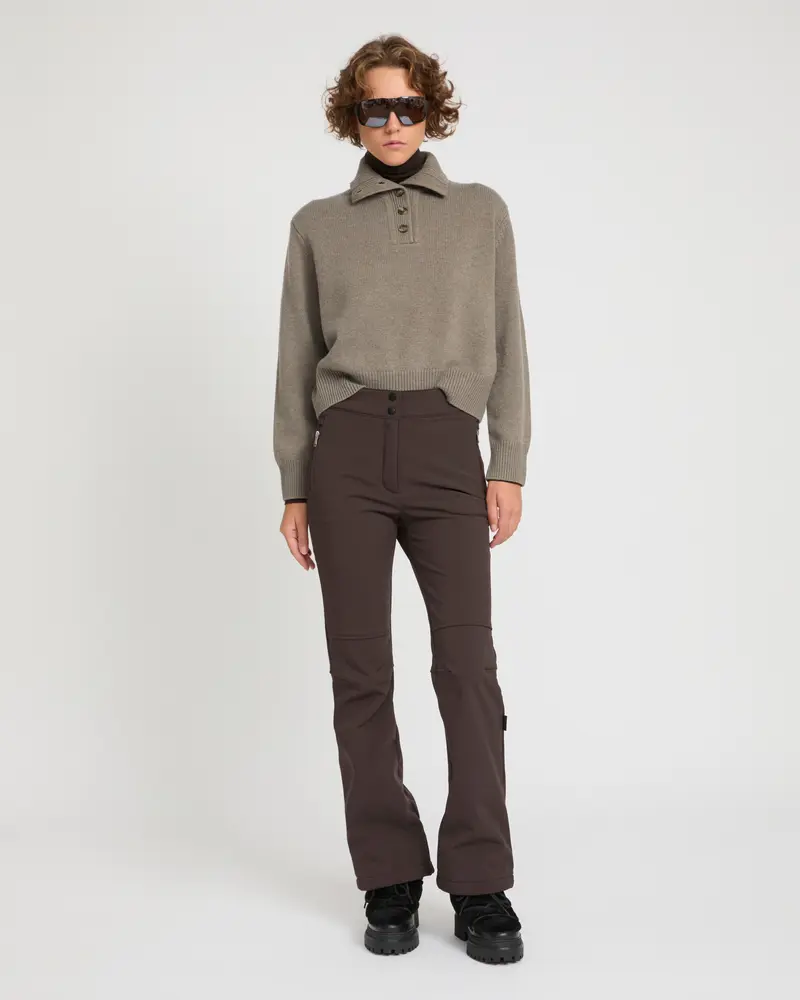 Pantalon de ski fitté évasé en tissu softshell imperméable