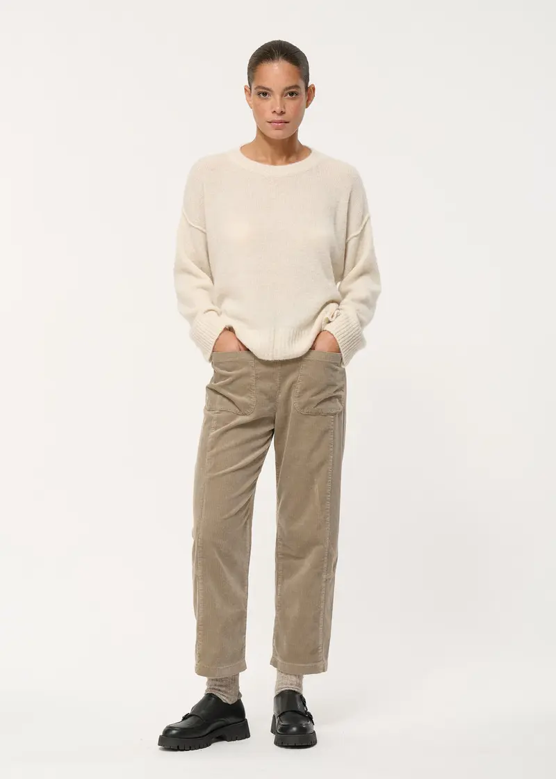 Pantalon droit camel en velours côtelé