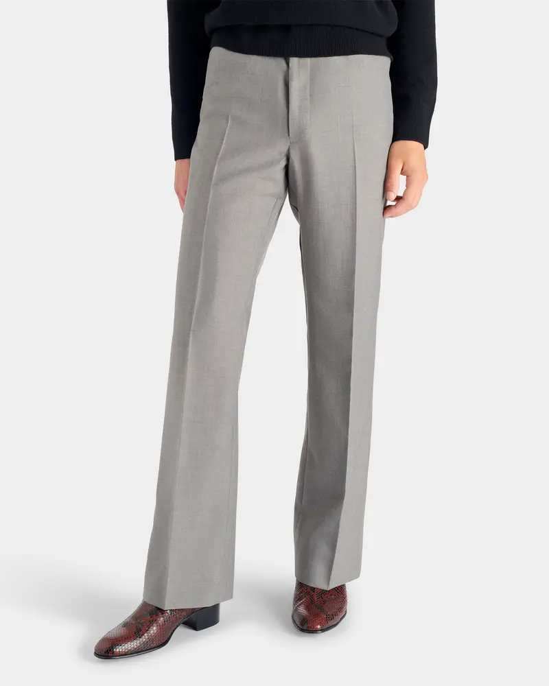 PANTALON ÉVASÉ EN SERGÉ DE POLYLAINE - GRIS COLOMBE