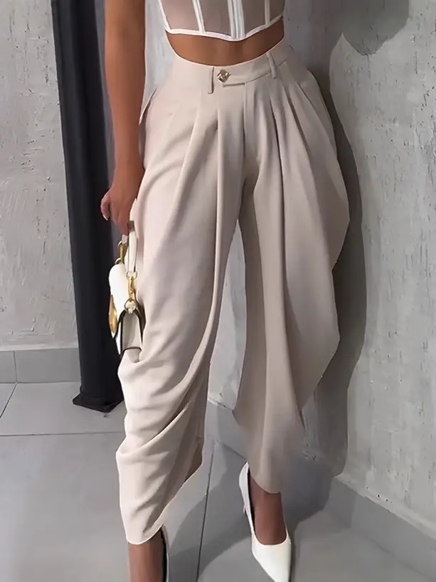 Pantalon Fleuri Femme Sexy Casual Chic à Jambes Larges – Coupe Courte Tendance