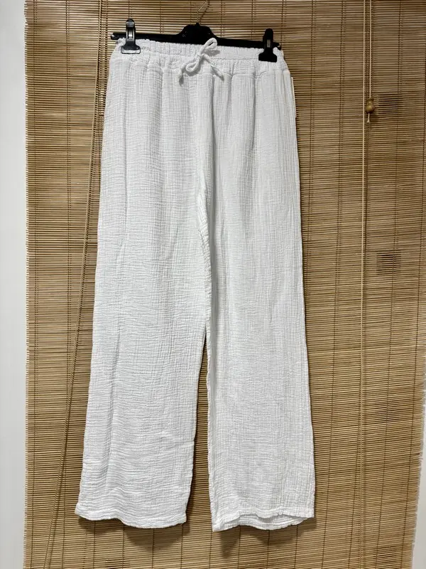 Pantalon gaze de coton blanc