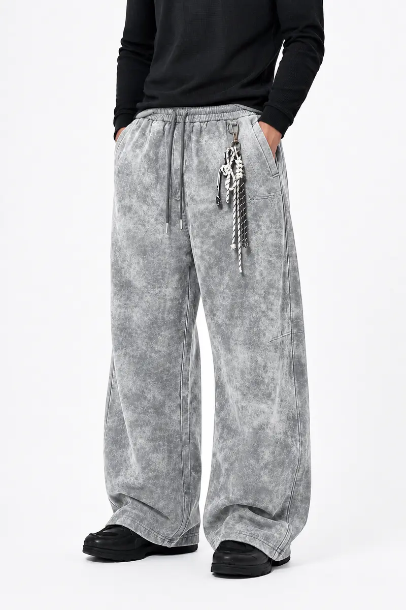Pantalon homme gris effet délavé