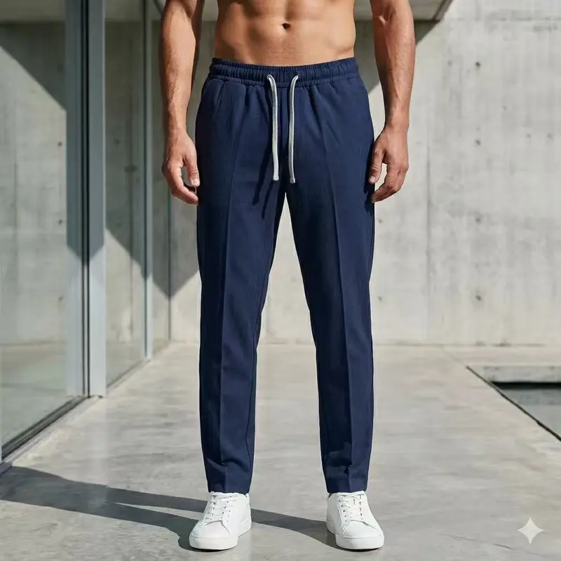 Pantalon homme marine à cordon