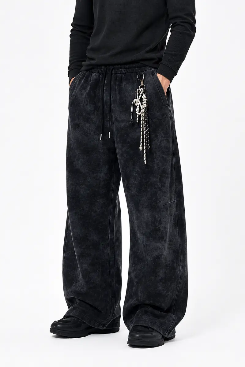 Pantalon homme noir effet délavé