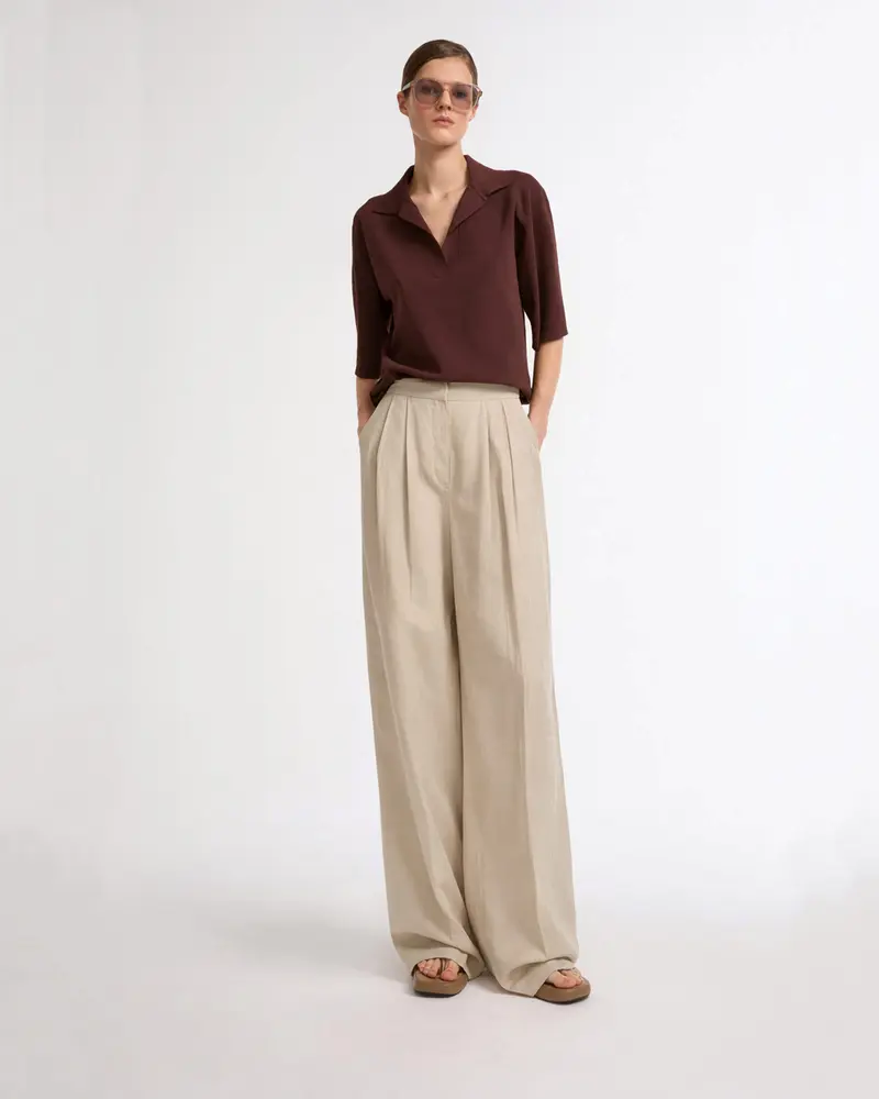 Pantalon large en lin