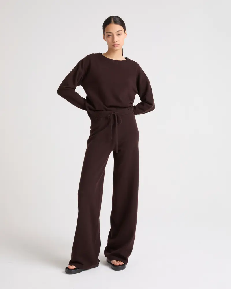 Pantalon large en maille mérinos