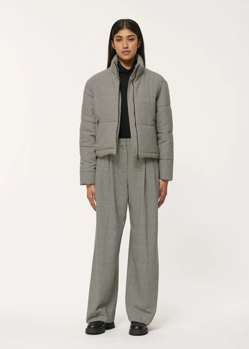 Pantalon large gris à motif pied-de-puce