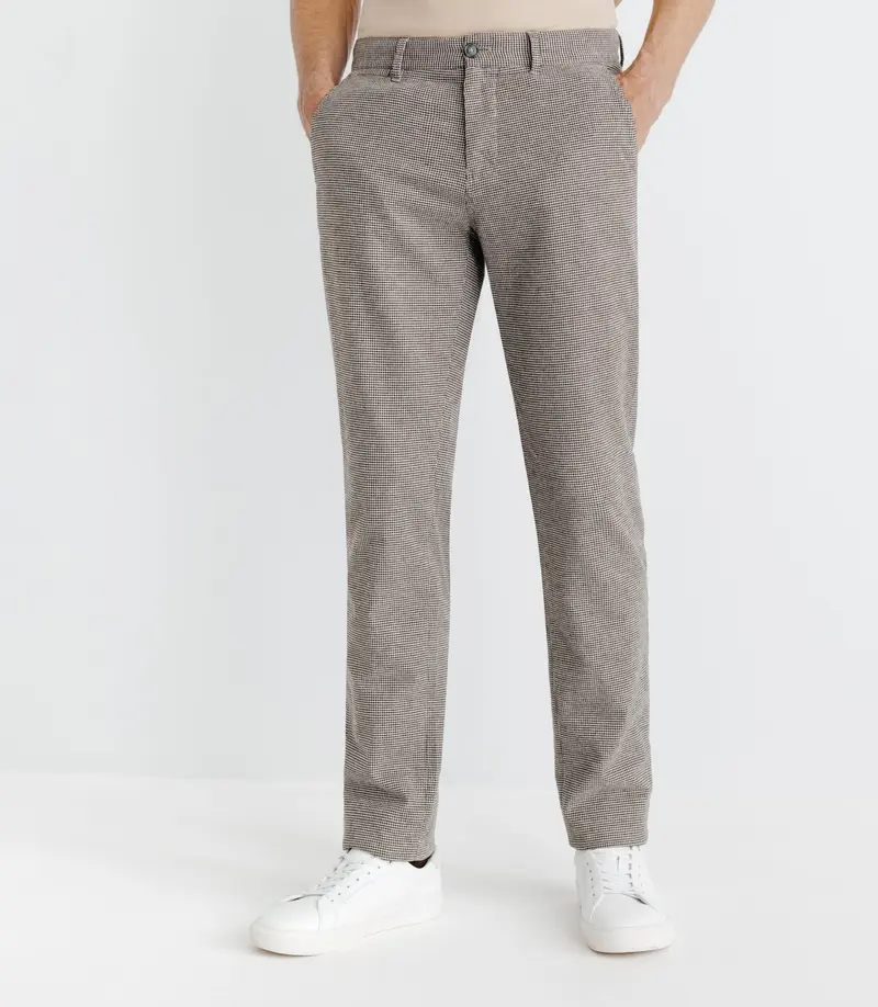 Pantalon pied de puce marron