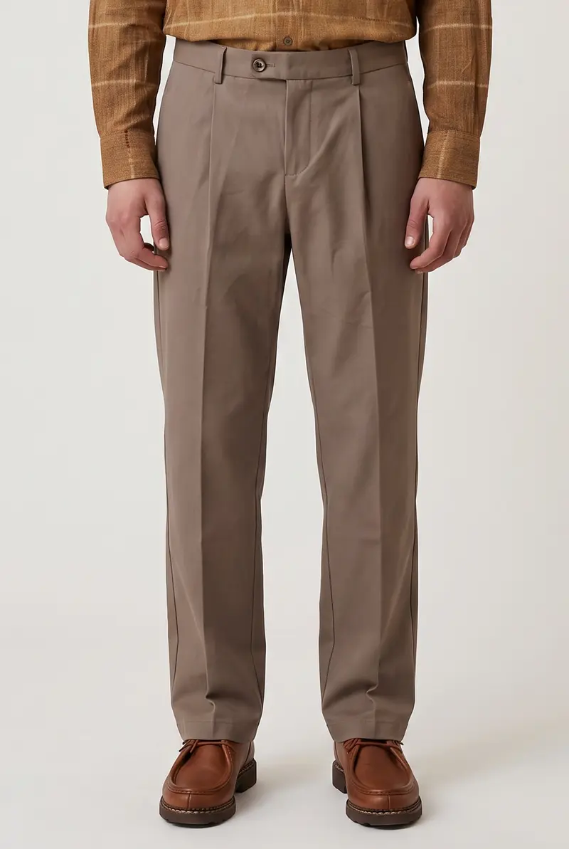 Pantalon Pleats en coton bio beige