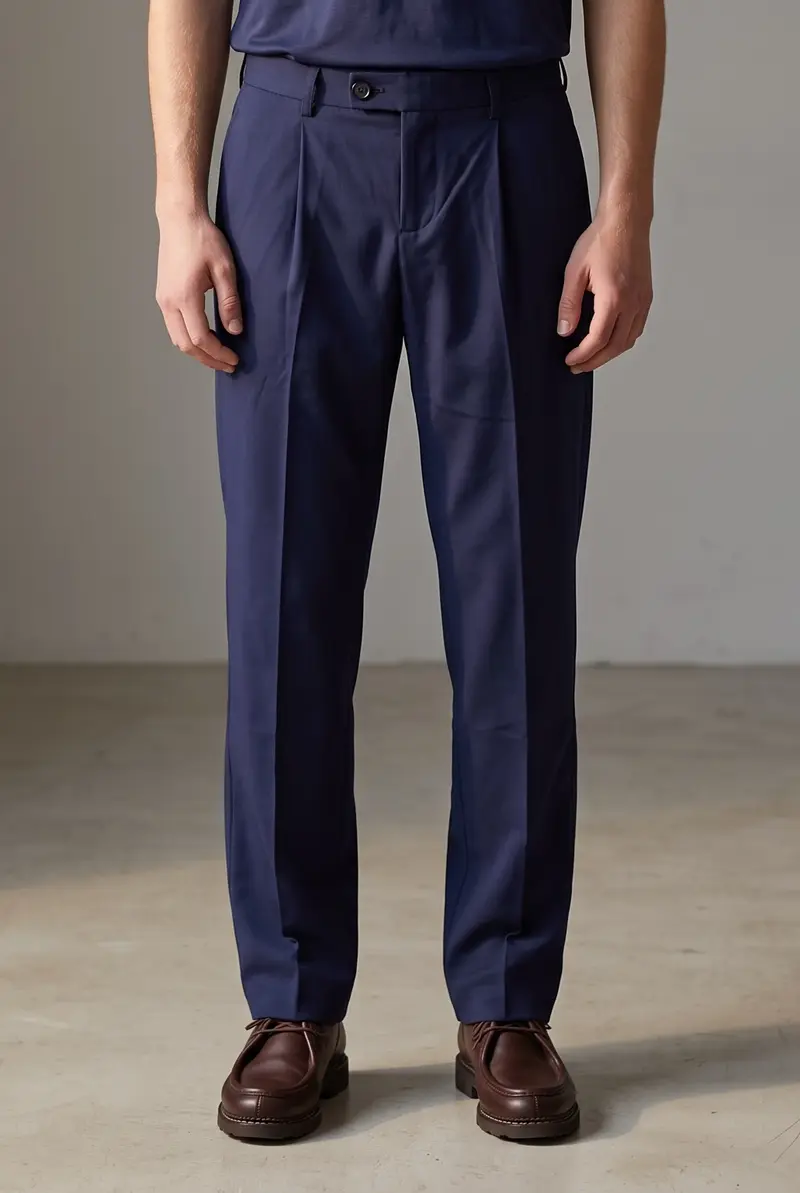 Pantalon Pleats en coton bio marine