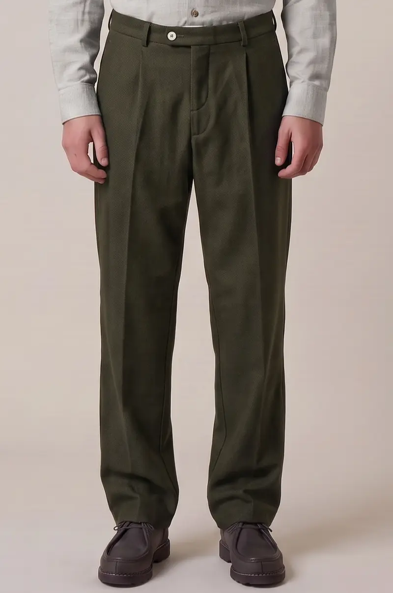 Pantalon Pleats en velours kaki