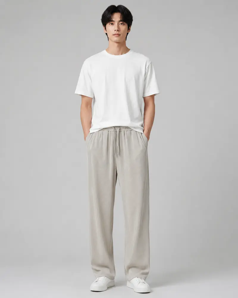 Pantalon plissé fluide gris homme