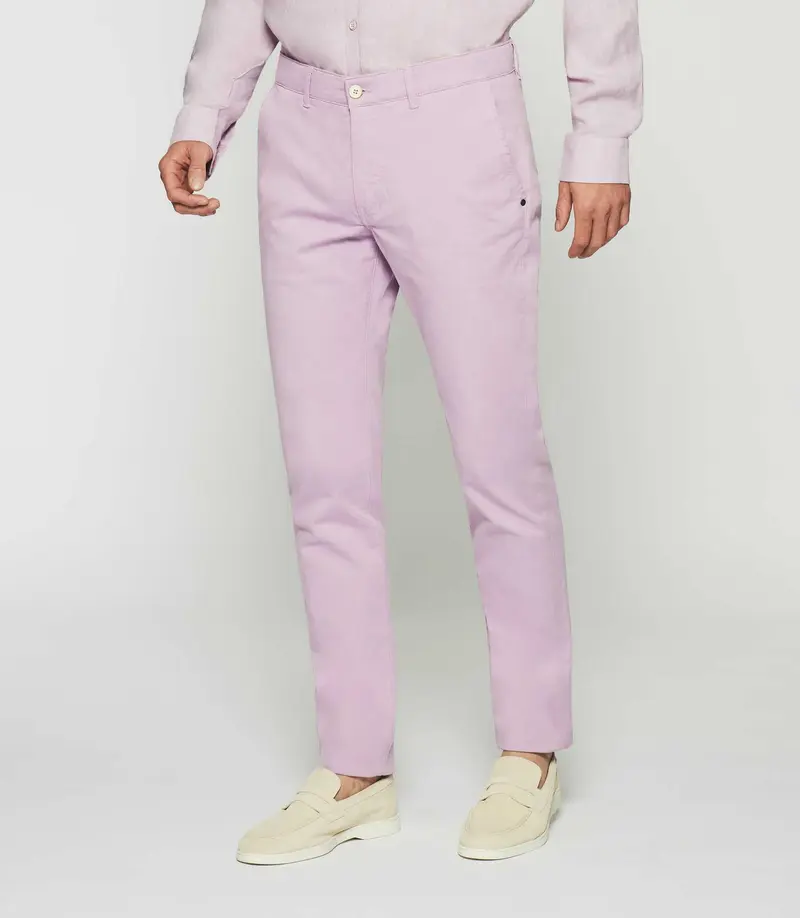 Pantalon slack slim parme