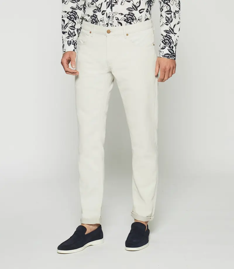 Pantalon slim 5 poches urbain beige