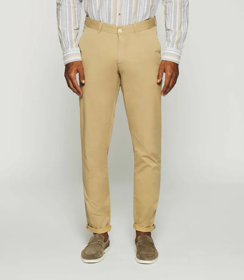 Pantalon slim à imprimé beige PEPS
