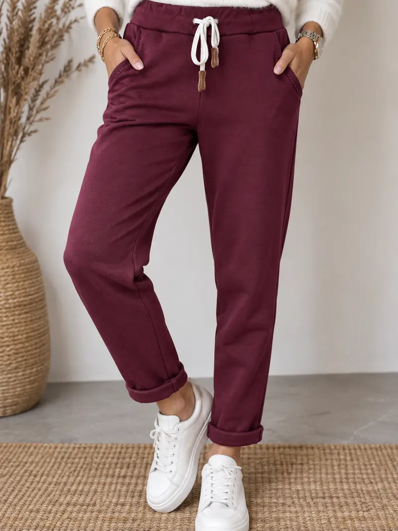 Pantalon souple et soyeux bordeaux