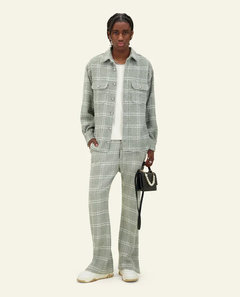 PANTALON TUX TWEED GRIS-VERT