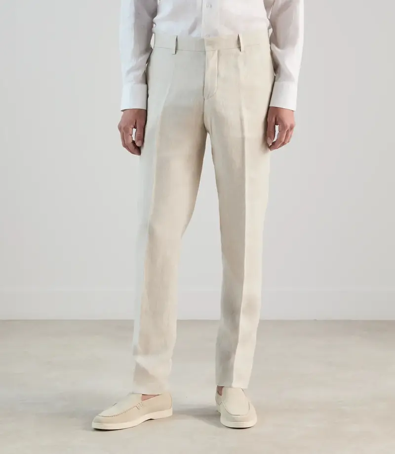 Pantalon ville 100% lin beige