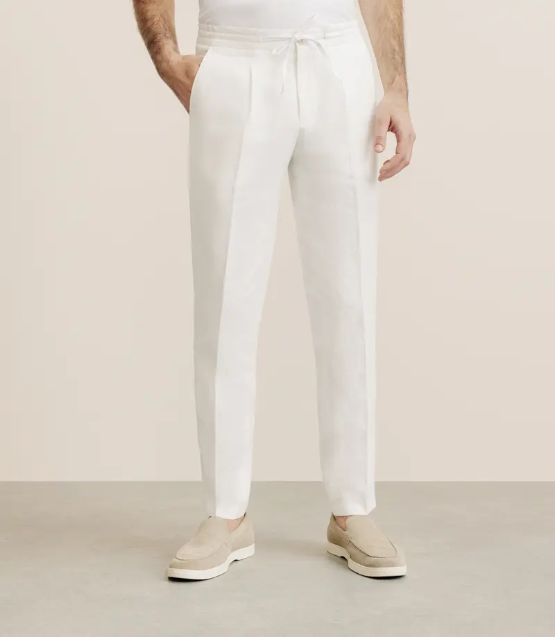 Pantalon ville 100% lin blanc
