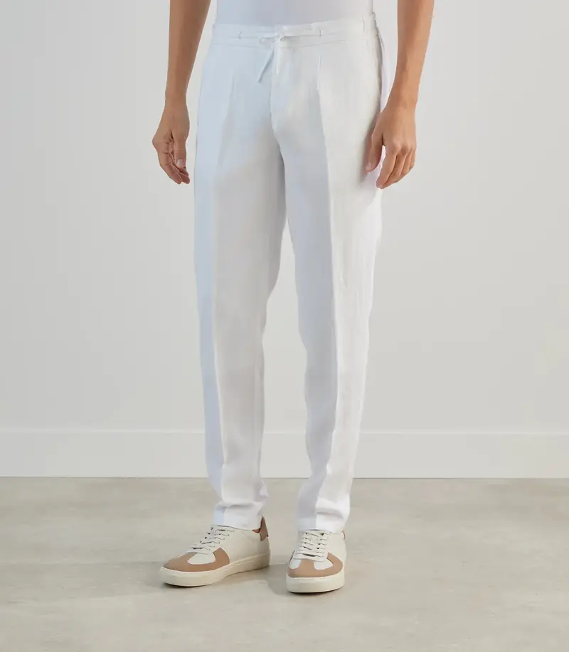 Pantalon ville 100 % lin blanc
