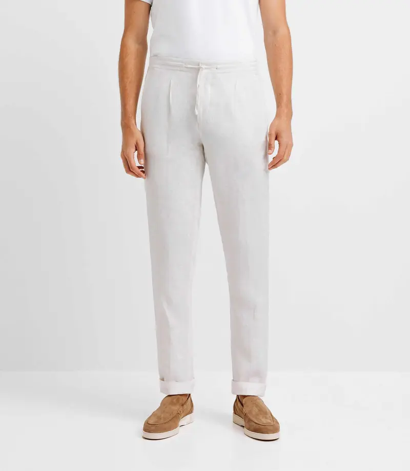 Pantalon ville 100% lin blanc