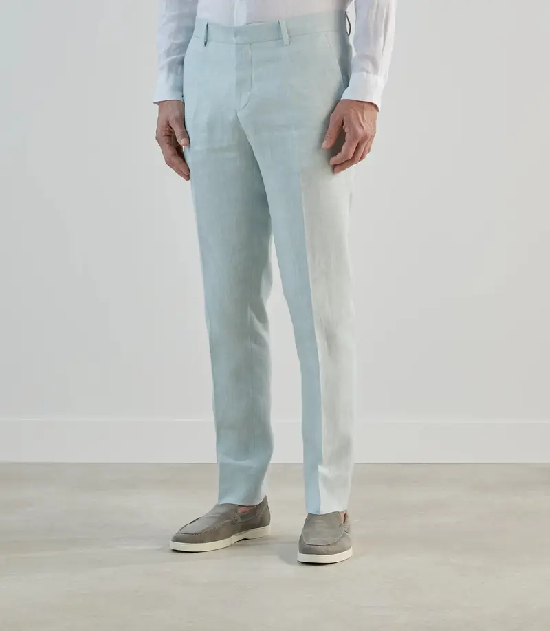 Pantalon ville 100% lin vert d'eau