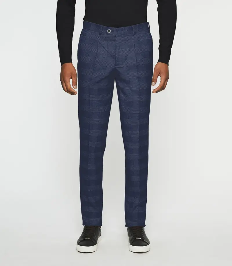 Pantalon ville à carreaux esprit Prince de Galles marine FSWING