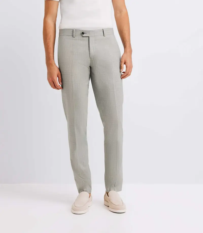 Pantalon ville à carreaux vert clair