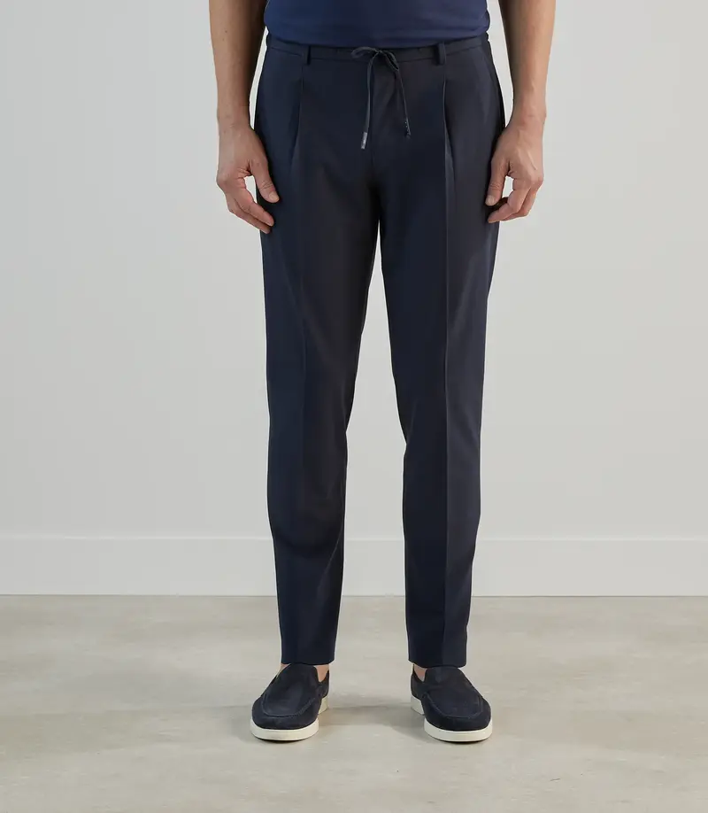 Pantalon ville à cordon de serrage marine