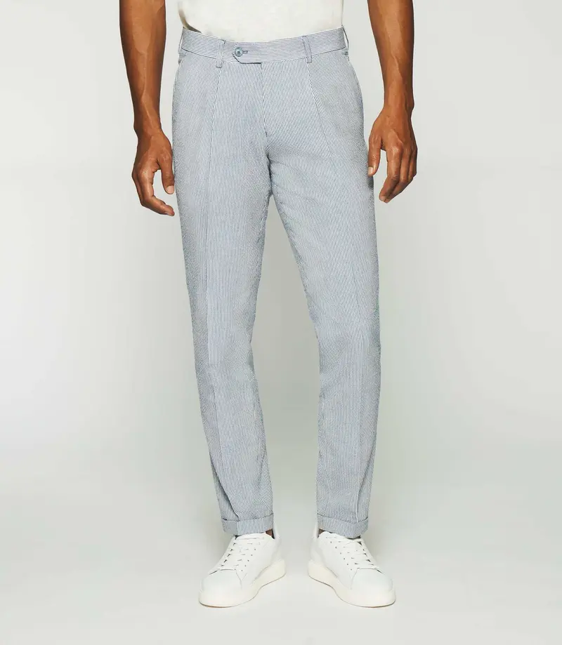 Pantalon ville à rayures blanc et bleu BCAPRI