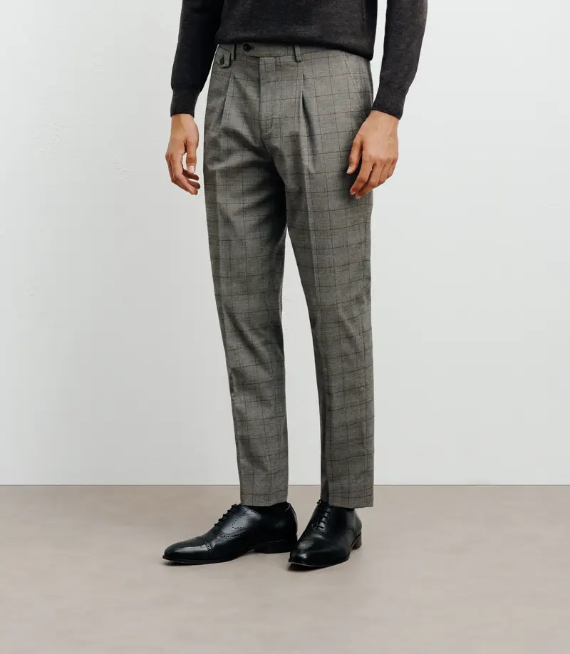 Pantalon ville avec carreaux marron