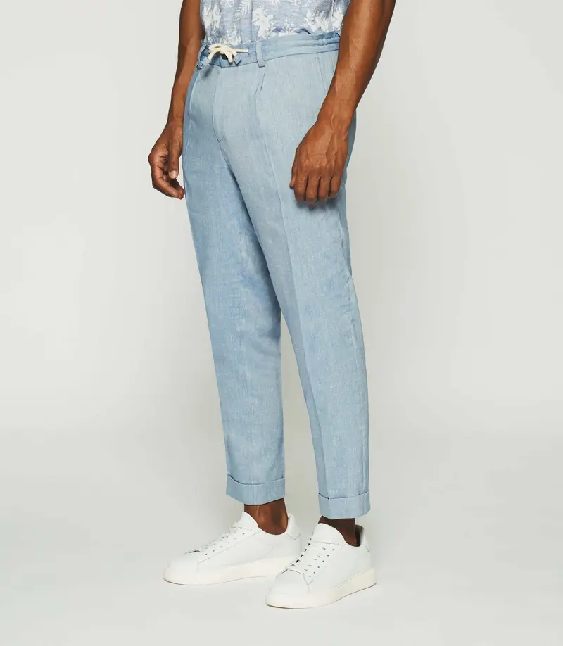 Pantalon ville en lin bleu ciel BALICIO