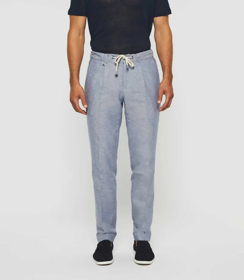 Pantalon ville en lin bleu ciel "Balicio"