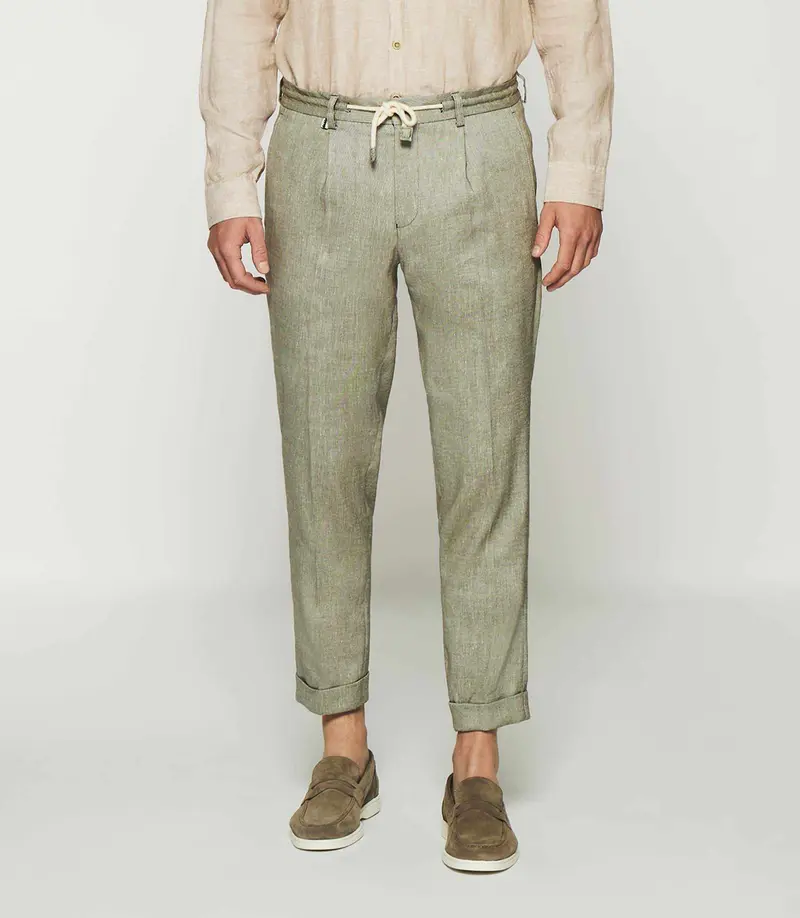 Pantalon ville en lin kaki